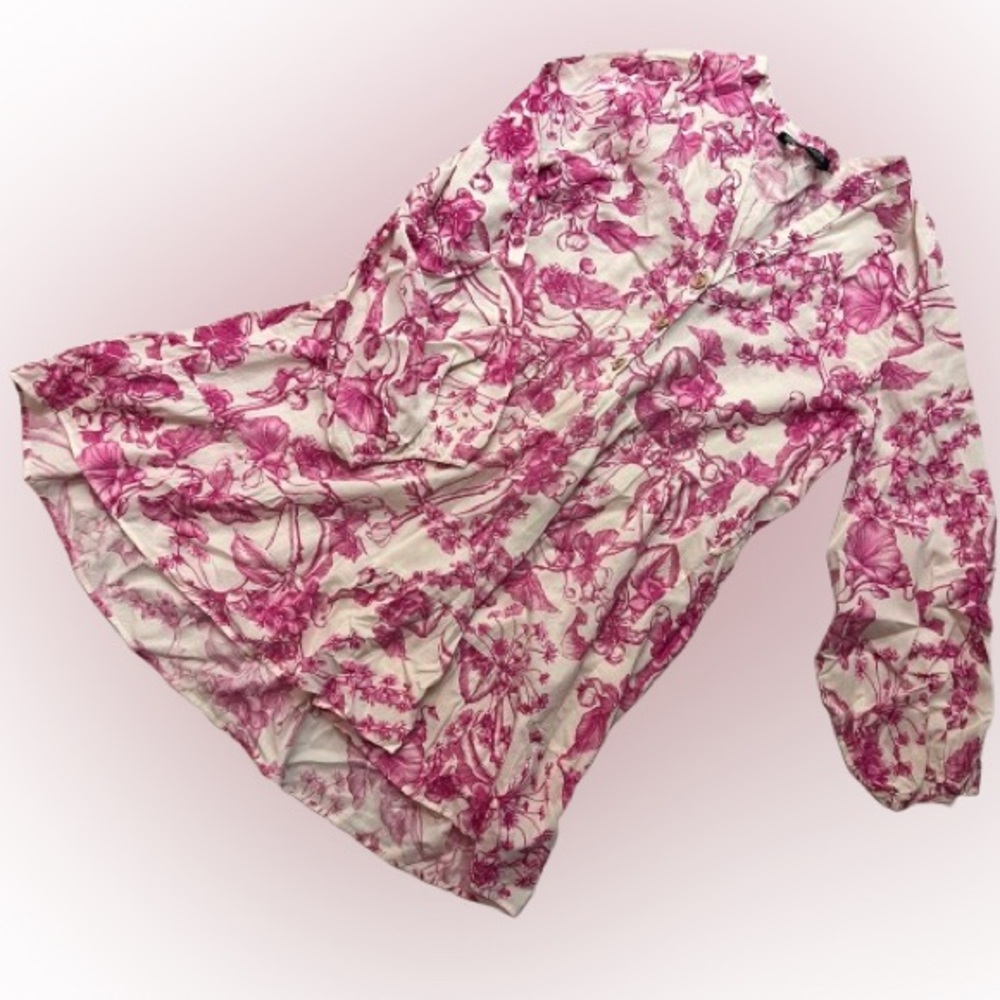 Floral Pink and White Spring Dress by Zara